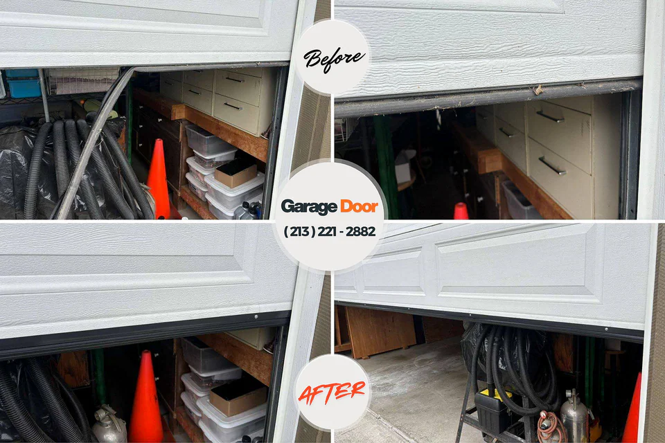 Before and after: garage door repair Brookside, NJ